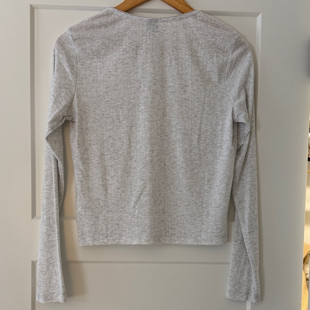NWT! Wild Fable Light Gray Button-Down Pointelle Cardigan - Picture 5 of 6